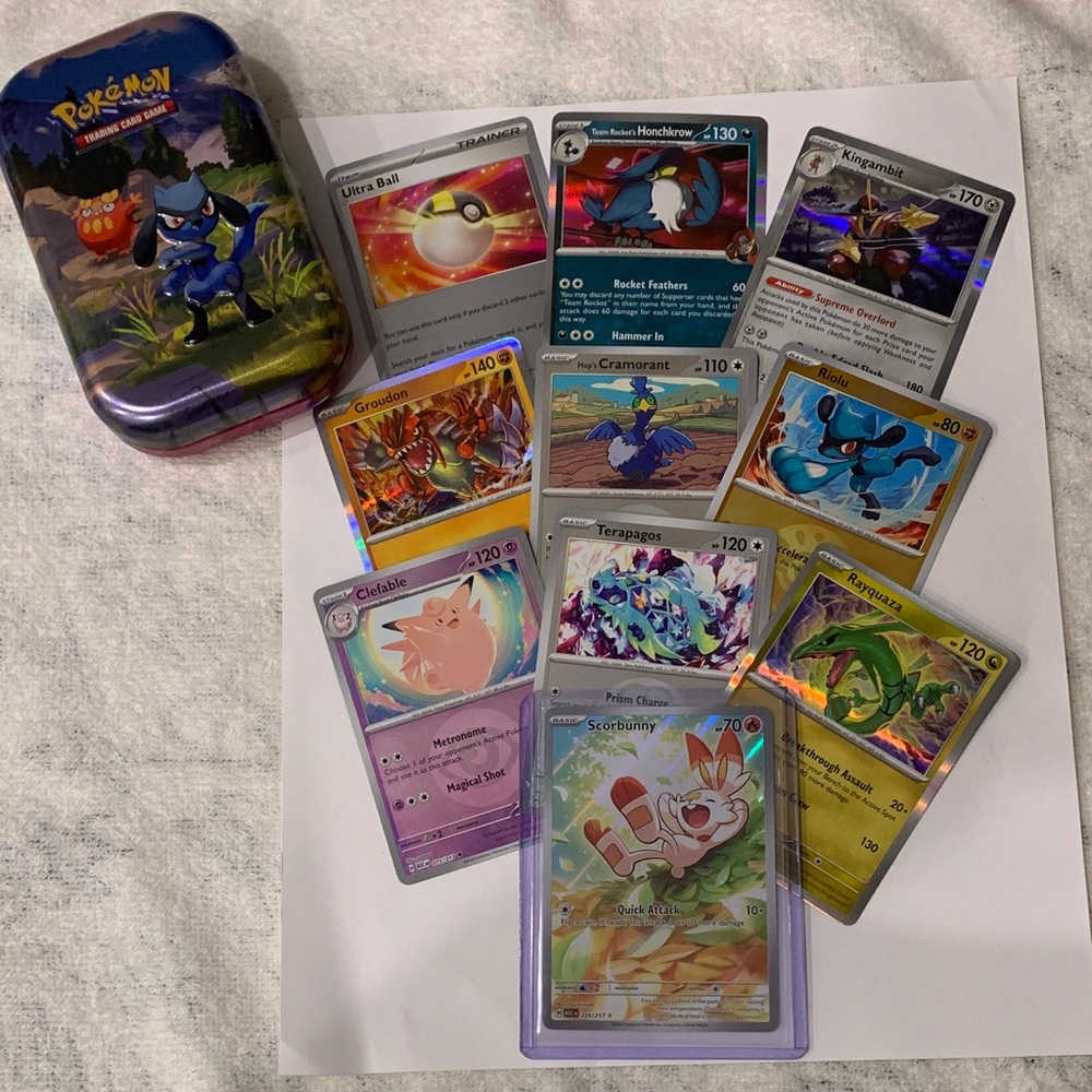 Pokemon Trading Cards Set with Tin - Blue, Red, Gold